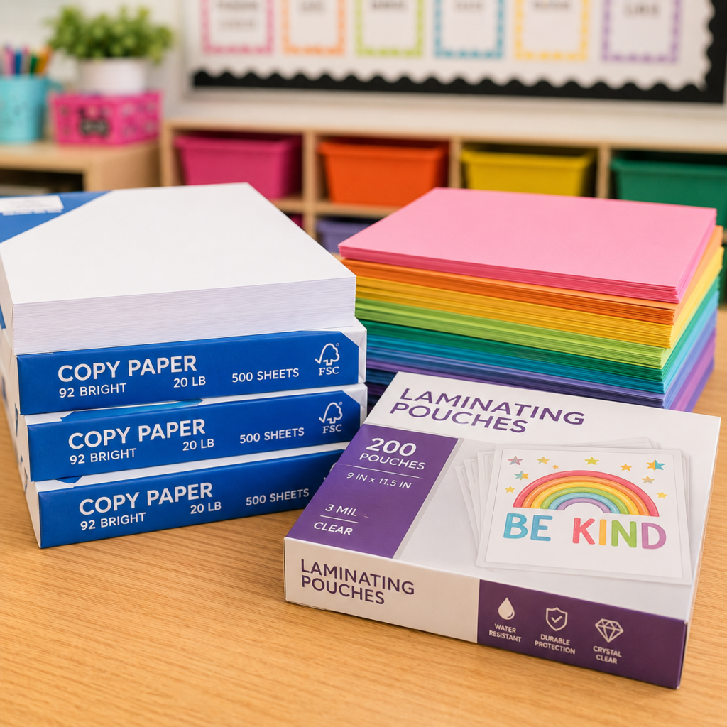 List of Pre-K paper supplies a teacher should buy during classroom setup