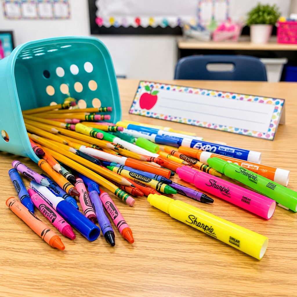 List of Pre-K writing supplies a teacher should buy during classroom setup
